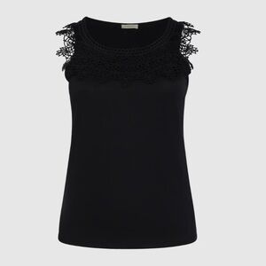 Laura Petites Crochet Appliqué Tank Top Black
